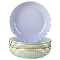 Porcelain Dinner Plates,Soup Plates, Pasta Plates, Ceramic Salad Plates Set of 6, 8 Inch,23 Ounces,Dishwasher Oven and Microwave Safe.(3 Color Mixed)