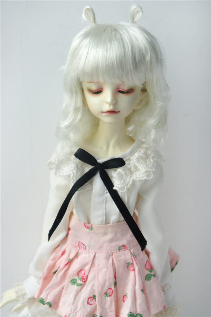 Jusuns JD544 7-8inch 18-20CM Lovely Snail Feeler Synthetic Mohair 1/4 MSD BJD Doll Wigs (Ivory White)