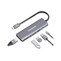 QGeeM USB C Hub 5 in 1 Multi-Port Digital AV Adapter 4K HDMI, 100W Power Delivery, 3 USB-A Data Ports, USB C Dongle for MacBook Pro/Air, iPad Pro, iMac, iPhone 15 Pro/Pro Max, XPS, Thinkpad and More.