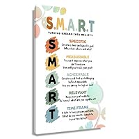 Smart Goals Wall Art Educational Quote Poster Paintings Kitchen Christmas Decorations Prints Photo Painting Pictures Canvas Artwork Decorative Poster Wall Living Room Modern Home Office (8x12inch(20x30cm),Canvas)