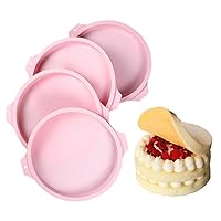 Layer Cake Pans, 4 Packs 6 Inch Silicone Round Cake Mold Rainbow Cake Pans Non-Stick Baking Tins for Cheese Cakes Jumbo Whoopie Pie Cake Vegetable Pancakes Taco Shells Pizza Resin Craft
