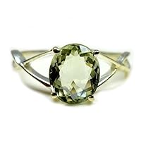 Genuine Oval Cut Green Amethyst Sterling Silver Ring Fine Jewelry in Sizes 4,5,6,7,8,9,10,11,12