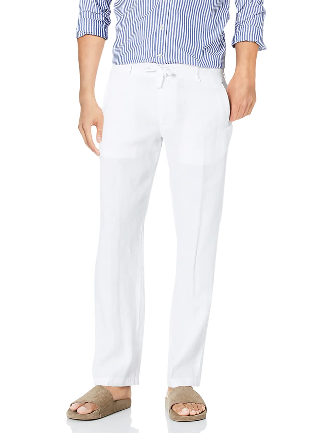 Perry Ellis Men's Regular Fit 100% Linen Drawstring Pants (Waist Size 29-54 Big & Tall)