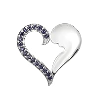Broken Heart !! 925 Sterling Silver 0.01 Ctw Round Tanzanite Gemstone Pendant Jewelry