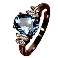 Solid 925 Sterling Silver & Natural Swiss Blue Topaz 10x8mm Oval Shape Fine Step Cut November Birthstone Engagement Ring for Men & Women. (Choose Your Size) |LW_GSR_0385