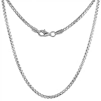 1-5mm Sterling Silver Round Box Chain Necklaces & Bracelets for Men & Women Polished Nickel Free Italy sizes 16-30 inch