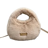 Womens Crossbody Bag Cute Hobo Handbag Simple Dumpling Bags Autumn Winter Messenger Bag Lady Furry Shoulder Bag