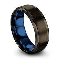 Tungsten Carbide Wedding Band Ring 8mm for Men Women Green Red Blue Purple Black Gunmetal Copper Fuchsia Teal Interior with Step Edge Brushed Polished