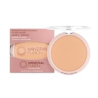 Mineral Fusion Pressed Powder Foundation, Olive 12- Light/Med Skin w/Greenish Undertones, Age Defying Foundation Makeup with Matte Finish, Talc Free Face Powder, Hypoallergenic, Cruelty-Free, 0.32 Oz