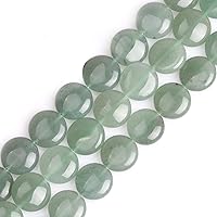 GEM-Inside Natural 15mm Coin Green Aventurine Gemstone Loose Beads Energy Stone Handmade Beads for Jewelry Making Jewelry Beading Supplies for Women