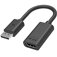 DisplayPort to HDMI Adapter 8K@60Hz,4K@120Hz,2K@165Hz, DP Male 1.4 to HDMI Female 2.1 Uni-Directional Converter Support HDCP 2.3/HDR/DSC 1.2 for NVIDIA RTX 4080/4090, AMD and More