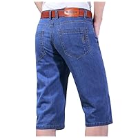 Summer Thin Stretch Jeans Men's Cropped Pants Business Casual Cropped Pants