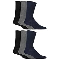 6 Pack Mens Thin Non Binding Extra Wide Loose Top Cotton Diabetic Socks
