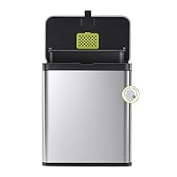 EKO Kitchen Compost Bin Countertop, 7L / 1.85 Gal Stainless Steel Compost Bin with Removable Inner Bucket and Deodorizer Compartment, 2 in 1 Countertop Compost Bin with Lid, Food Waste Compost Caddy