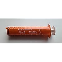 Oral Liquid Medication Dose Dispenser Syringe With Cap 60cc/60mL 25/PACK Amber Non-ENFit