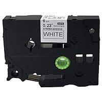 Black on White Extra Strength Label Tape Compatible for Brother TZ TZe S211 TZ-S211 TZe-S211 211 6mm P-Touch 8mm 0.24