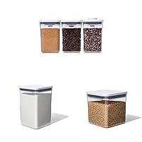 OXO Good Grips 3-PC Small Square Short POP Container Set, White & OXO GG POP CONTAINER - BIG SQUARE MEDIUM 4.4 QT & OXO Good Grips POP Container - Airtight Food Storage - 2.8 Qt