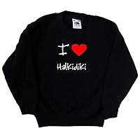 I Love Heart Halkidiki Black Kids Sweatshirt