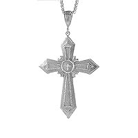 3 3/4 inch Large Sterling Silver Cross Pendant for Men Diamond Cut finish