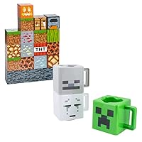 Paladone Minecraft Block Building Lamp and Minecraft Stacking Coffee Mugs 16 Rearrangeable Light Blocks - Mood Lighting for Kids Room