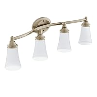 YB2864BN Eva 4-Light Dual-Mount Bath Bathroom Vanity Fixture with Frosted Glass, Brushed Nickel 10.60 x 10.00 x 34.50 inches,White