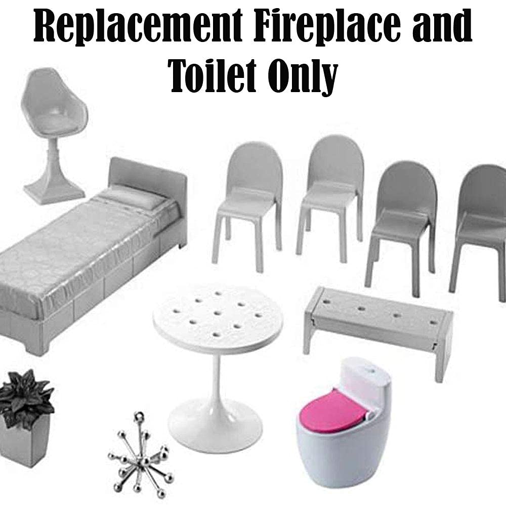 Replacement Parts for Barbie Dreamhouse - FHY73 ~ Replacement Fireplace-Bookcase and Electronic Sound Flushing Toilet