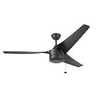 Prominence Home Talib, 52 Inch Contemporary Outdoor Ceiling Fan with No Light, Pull Chain, Dual Mounting Options, Modern High Performance Blades, Reversible Motor - 51637-01 (Matte Black)