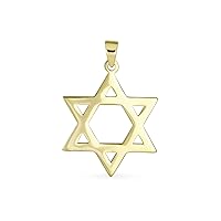 Bling Jewelry Genuine Solid 14K Yellow Gold Unisex Amulet Spiritual Protection Symbol Traditional Religious Magen Judaic Hanukkah Intertwined Star Of David Necklace Pendant Bat Bar Mitzvah No Chain