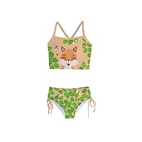 PattyCandy Little Girls Two Piece Cute Tankini Swimsuit Jungle Animals Woondland Duck Sharks Theme Size 2-16