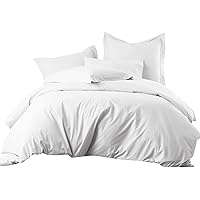 Royal Hotel Cotton-Blend Duvet Covers Wrinkle-Free Soft Cool and Breathable - 650 Thread-Count 3pc Duvet Cover Set, Full/Queen Size, White