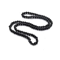 Kicomvi Natural Wood Bead Necklace 8MM Wooden Beaded Chunky Strand Necklaces Handmade Africa Wooden Chain for Women Men Jewelry