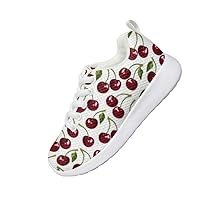 Children Casual Shoes Boys Girls Cute Cherry Design Shoes Shock Absorption Wear Resistant Soft Comfortable Jogging Casual Shoes Indoor and Outdoor Sports