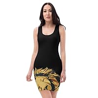 Black Bodycon Dress with Lion Print