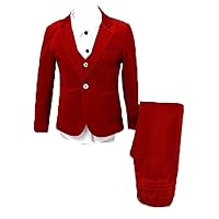 UMISS Boys' Velvet One Button 3-Pieces Suit Jacket Vest Pants Wedding Formal Suit