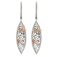 .75 Carat Fine Diamond Butterfly Earrings 18K Two-Tone White & Rose Gold Item CCE-1001