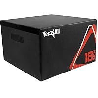 Yes4All Stackable Soft Plyo Box, Adjustable Plyometric Jump Box for Plyometric Exercises, HIIT, Conditioning - Black - 18