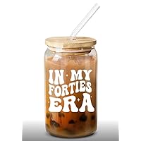 NewEleven 40th Birthday Gifts For Women - 40s Birthday Decorations For Women - 40 Year Old Gifts For Her, Women, Sister, Mom, Daughter, Best Friend - In My Forties Era Glass - 16 Oz Coffee Glass
