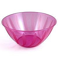 Pink Plastic Large Bowl (164 oz.) 1 Pc. - Chic Swirls Design, Perfect for Dinner Parties, Events, Gatherings, Everyday Use, Appetizers, & Desserts