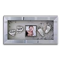 Momspresent Baby Hand Print and Foot Print Deluxe Casting kit with Silver Frame6 Silver