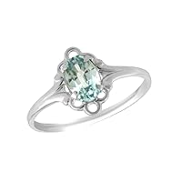 Sterling Silver Oval Shape Simulated Birthstone Ring For Girls (Size 4)