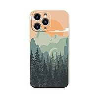 QJSMGZS Straight Edge Case for iPhone 13 11 12 Pro Max XS Max XR 8 7 6 Plus SE2020 Soft Silicone Square Mountain Cover (Color : Sunrise Mountain, Material : for IP 11 Pro Max)