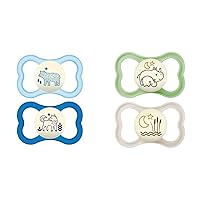 MAM Air Night Pacifiers (1 Case), Sensitive Skin, Glow-in-Dark, Best for Breastfed Babies, Baby Boy, 6-16 Months - 2 Count