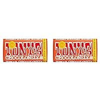 Tony's Chocolonely 32% Milk Chocolate Bar with Caramel and Sea Salt, Milk Caramel Sea Salt, 6.35 Ounce (Pack of 2)