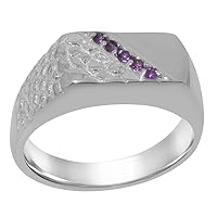 LBG 14k White Gold Natural Amethyst Mens band Ring - Sizes 6 to 12 Available