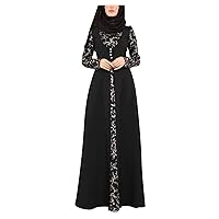 Stitching Dress Abaya Women Dress Arab Kaftan Lace Muslim Maxi Women's Dress Hijab Clothes for Women (11-Black, XL)