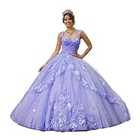Women's Sweetheart Pink Princess Quinceanera Dress 16 Ball Gown Tulle Applique Prom Dress