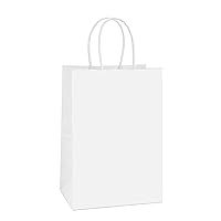BagDream Gift Bags 100Pcs 5.25x3x8 Small Paper Gift Bags with Handles Bulk, White Kraft Paper Bags for Party favor, Retail, Grocery Sacks