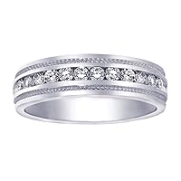 0.50 CT TW Round Cut Diamond Men's Ring in Platinum Channel Setting