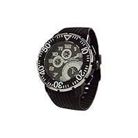 2638 Men's Decorative Chronograph Silicone Sports Watch- Black/Wht