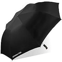 London Fog Rain Umbrella, Automatic Two Person Folding Umbrella, Windproof, Lightweight and Packable for Travel, Full 56 Inch Arc
